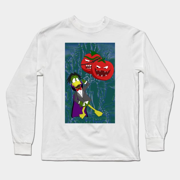 Duckula Killer Tomatoes Long Sleeve T-Shirt by Uglyfacestories